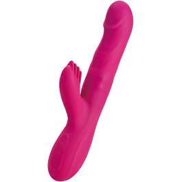 Силіконовий вібратор-дилда для жінок з 3 телескопічними функціями, 10 режимів вібрації, ротаційні функції, червоний колір