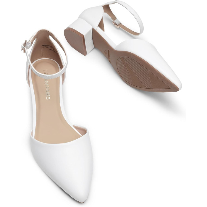 Жіночі туфлі-човники Dream Pairs на низьких підборах, білі, розмір 40.5 EU