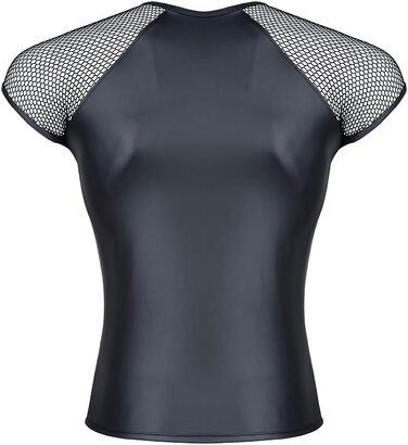 Чоловіча футболка Regnes Fetish Planet з еластичного матеріалу Wetlook та сітки, чорна, розмір XXL