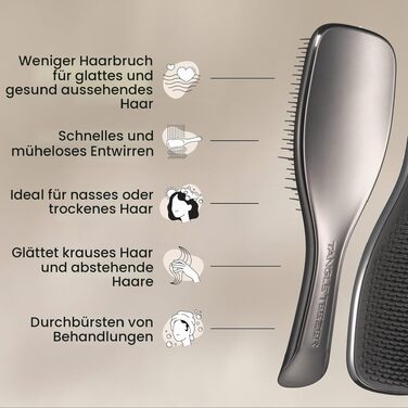 Щітка для волосся Tangle Teezer Ultimate Detangler для вологого та сухого волосся всіх типів, розплутувальна з дворівневими щетинками, Midnight Silver