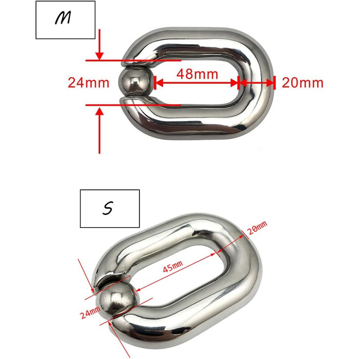 Еротичний ходенсак (овальний) з кулькою-розтягувачем, нержавіюча сталь, CBT, металевий ходенсак, кільце для статевого члена, тренажер для розтягування