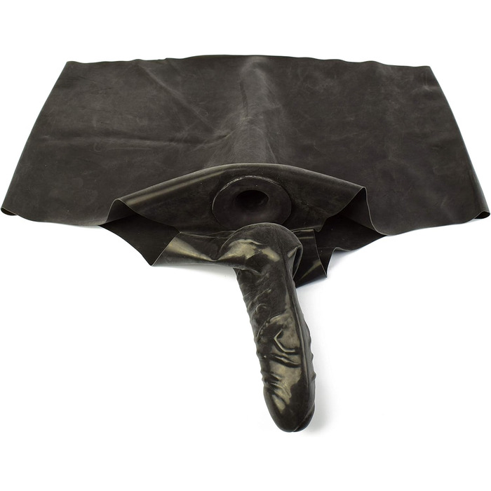 Латексний сліп з пеніс-карманом - сексуальні латексні шорти та анальний презерватив для чоловіків, чорний, 0.4 мм, XL