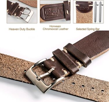 Шкіряний ремінець для годинника Horween Vintage з швидкознімним кріпленням, коричневий, 20 мм