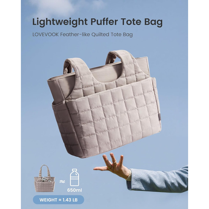 Жіноча сумка-шопер LOVEVOOK Puffer для ноутбука 15.6