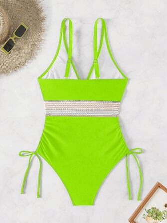 Купальник жіночий LUNNTE Daen Neongrün XL з утяжкою для живота, висока талія, з м'якими вкладишами