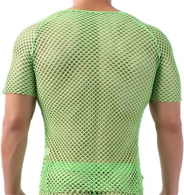 Чоловіча сітчаста прозора сорочка з коротким рукавом для нічного клубу, мереживна футболка, Nio182-888