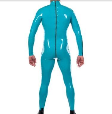 Комбінезон з латексу блакитного кольору для чоловіків, латексний костюм для ролевих ігор та вечірок, розмір XL