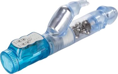 Вібратор Jack Rabbit з стимуляцією клітора, водонепроникний, блакитні плаваючі перлини