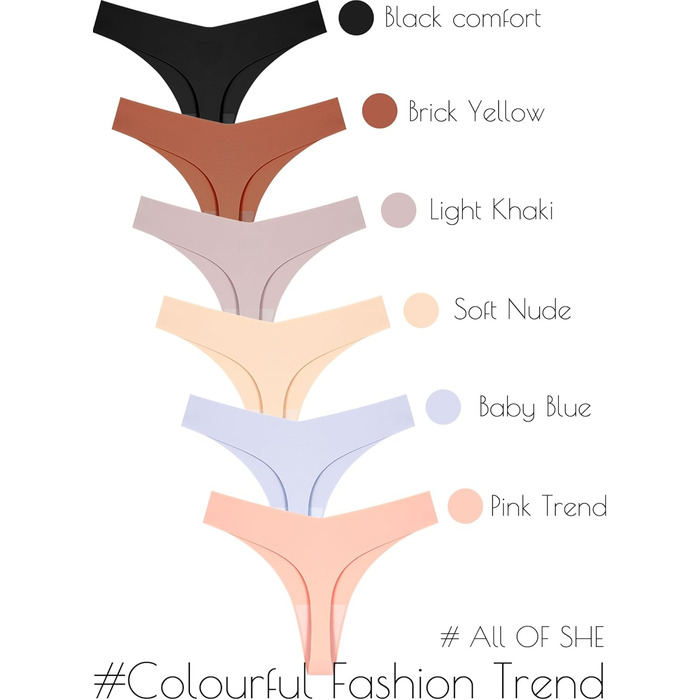 Сліпекс для жінок ALL OF SHE, 6 шт. XL, безшовні, сексуальні труси, танга, багато кольорів