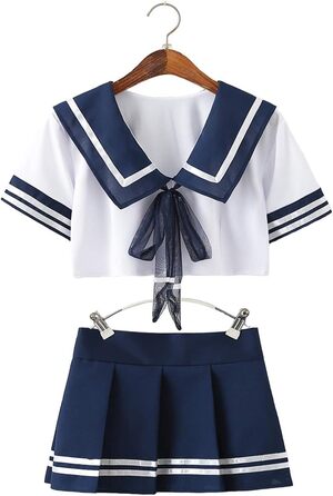 Костюм для косплею Шкільної Дівчинки: Комплект нижньої білизни з міні-самурайським костюмом, темно-синій (3-частинний)