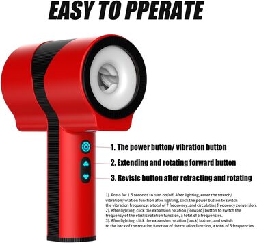 Електричний масажер для чоловіків з 5 телескопічними, 7 вібраційними та 5 ротаційними режимами. Масажер для самостійного використання.