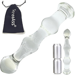 Скляний анальний дildo ScreaAss 31 см XXL з анальними кульками, 48/52/58 мм, для чоловіків та жінок