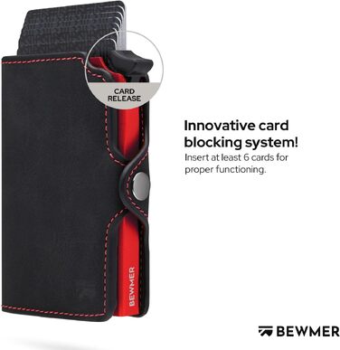 Преміальний картхолдер BEWMER — тонкий гаманець з RFID-захистом для чоловіків та жінок, чорно-червоний