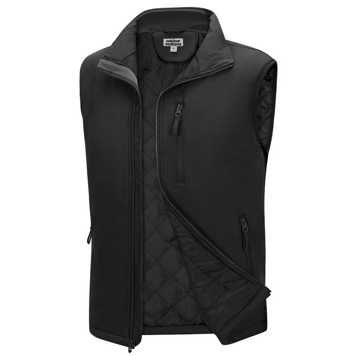 Чоловічий жилет Outdoor Ventures Softshell з утеплювачем, водовідштовхуючий та вітрозахисний, для бігу, їзди на велосипеді та походів, чорний, XL