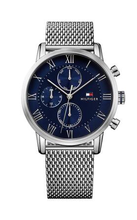 Чоловічий кварцовий годинник Tommy Hilfiger з багатофункціональним циферблатом, сталевий браслет, сріблястий
