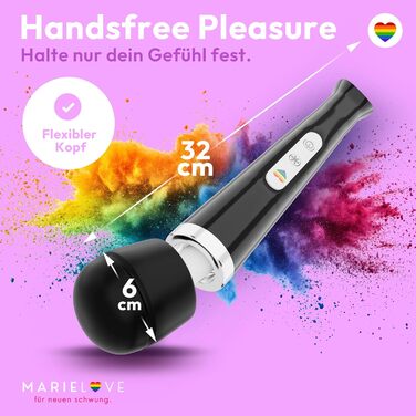 Масажер-паличка MARIELOVE Magic Wand – електричний масажер з регулюванням інтенсивності | 20 режимів | Сильна вібрація та гнучкий силіконовий наконечник | Для розслаблення м'язів, масаж шиї, спини та всього тіла