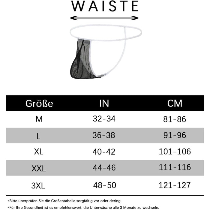 Сексуальна чоловіча білизна BIATWOWR: прозорі труси G-String, дихаюча тканина, м'якість, темно-сірий/чорний, XXL