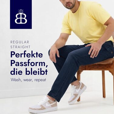 Чоловічі джинси BARBONS Regular Fit Stretch — класичні прямі штани преміум-якості для бізнесу та дозвілля, темно-сині (32W / 30L)