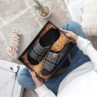 Чоловічі домашні капці GOEWY з ефектом пам'яті (Memory Foam), відкриті пальці, дихаючі та протиковзкі, для дому та вулиці (Чорні, розмір 46/47 EU)