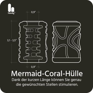 Масажер для чоловіків The Handy Mermaid - Колекція русалки, з рельєфною поверхнею, для реалістичної стимуляції, 12,5–13,5 см H x 2,1–2,6 см ø (Кораловий)