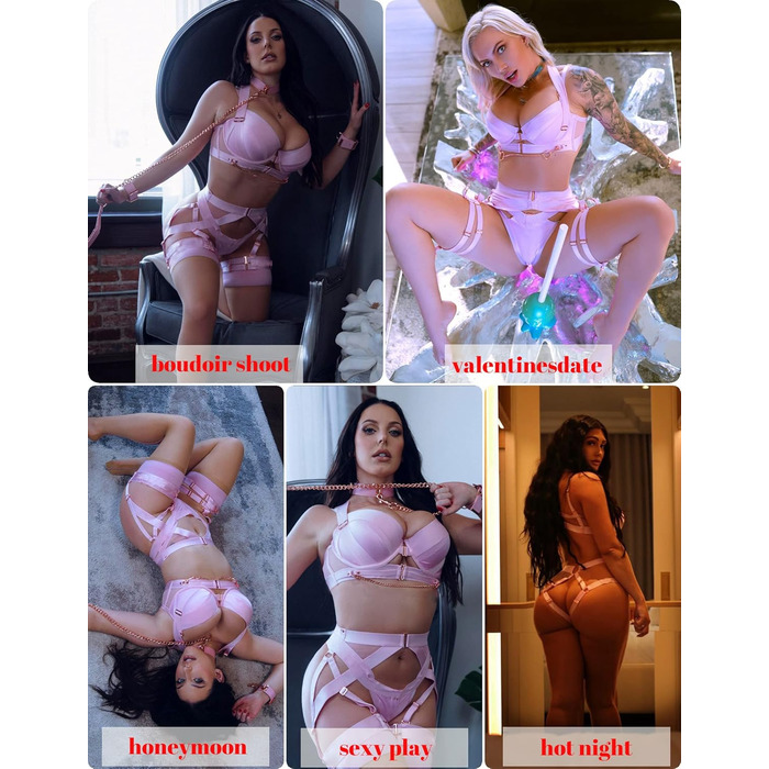 Avidlove Комплект нижньої білизни для жінок: мереживний бюстгальтер push-up з кісточками та трусики з регульованими бретелями. Рожевий комплект мереживної білизни XL.