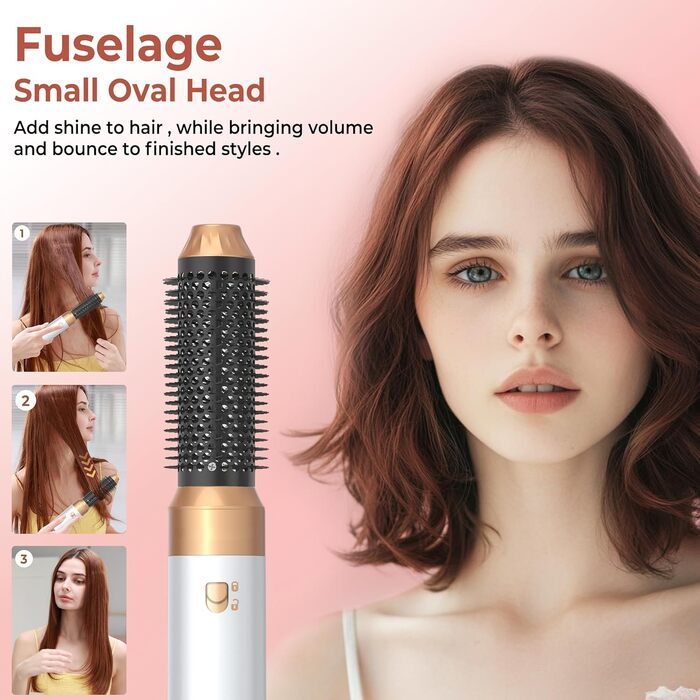 Мультистайлер для волосся 6 в 1 MogaWave Hairstyler Pro Airbrush: фен-щітка, автоматичний курлер та вирівнювач для об'єму, завивки та гладкості, бежевий