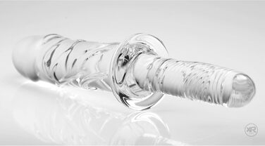 XR Brands Master Series Brutues: XL скляний дилда з насічками та зручним захопленням - прозорий