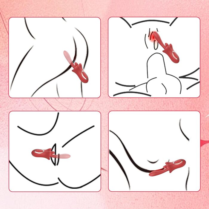 Вібратор жіночий кліторальний та точковий G-Spot Dildo з язичковим стимулятором – 10 режимів вібрації, силікон, червоний