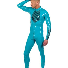 Комбінезон з латексу блакитного кольору для чоловіків, латексний костюм для ролевих ігор та вечірок, розмір XL