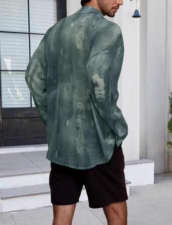 Чоловіча прозора футболка AIEOE з довгим рукавом, тонка, сексуальна, для дискотеки, клубного одягу, розмір M, колір темно-синій