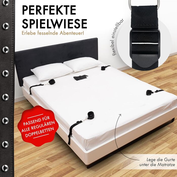 Набір для бондейжу Liebesfreunde® з кріпленнями для ліжка, наручниками та маскою для очей - BDSM для пар | Стабільний набір для сексуальних ігор