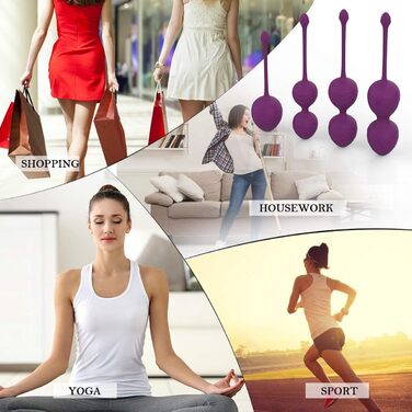 Тренувальні кулі для вправ Кегеля (бекенбоден) - набір для жінок. Медичний силікон, для контролю сечовипускання та зміцнення м'язів тазу. Колір: фіолетовий