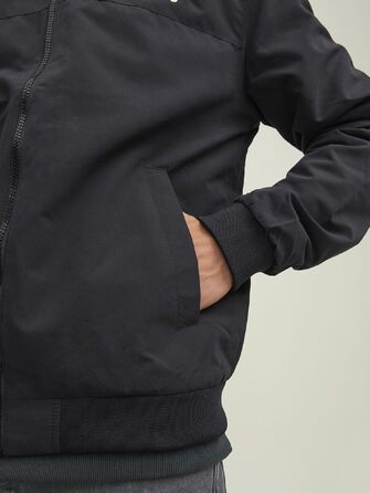Чоловіча куртка-бомбер JACK & JONES Mae Bousonjacke, темно-синя з чорними деталями, розмір XS