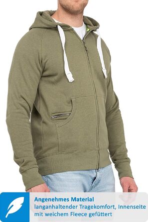 Чоловіча толстовка на блискавці з капюшоном Happy Clothing, тепла флісова кофта з бавовни, Regular Fit, оливкова