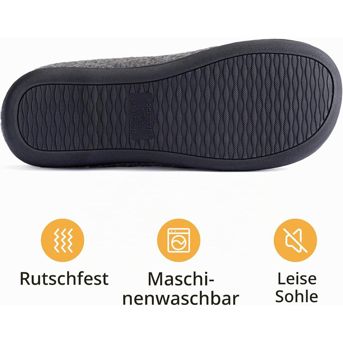 Чоловічі домашні капці RockDove з підкладкою з шерпи та ефектом пам'яті Memory Foam, сірі, розмір 42/43 EU
