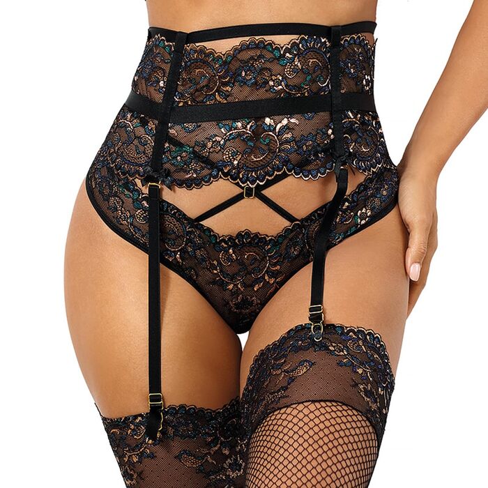 Чорний пояс-стрінг Axami Dame з високою талією, знятні стрінгі, V-10362, розмір S