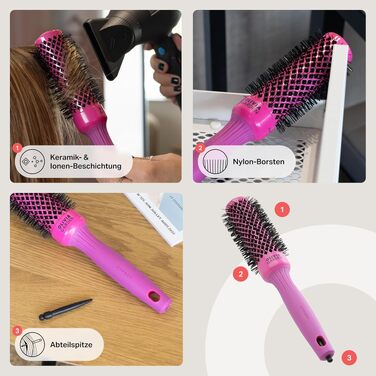 Керамическая круглая щетка для волос Olivia Garden Expert Blowout Shine (розовая, 35 мм) — антистатическая щетка для гладкого и блестящего укладки