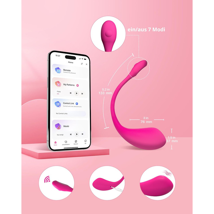 Lovense Lush 2 - вібратор для жінок, набір з 1000+ режимів, Bluetooth, дискретний та тихий, для подорожей та особистого використання
