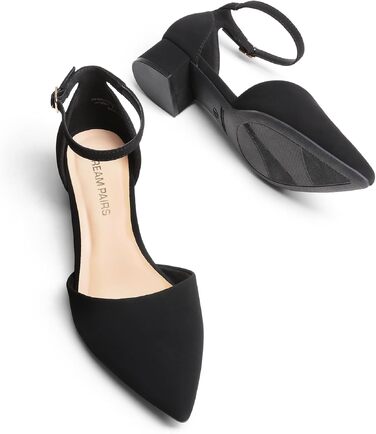 Жіночі туфлі-човники DREAM PAIRS на низьких підборах, чорний нубук, розмір 41 EU