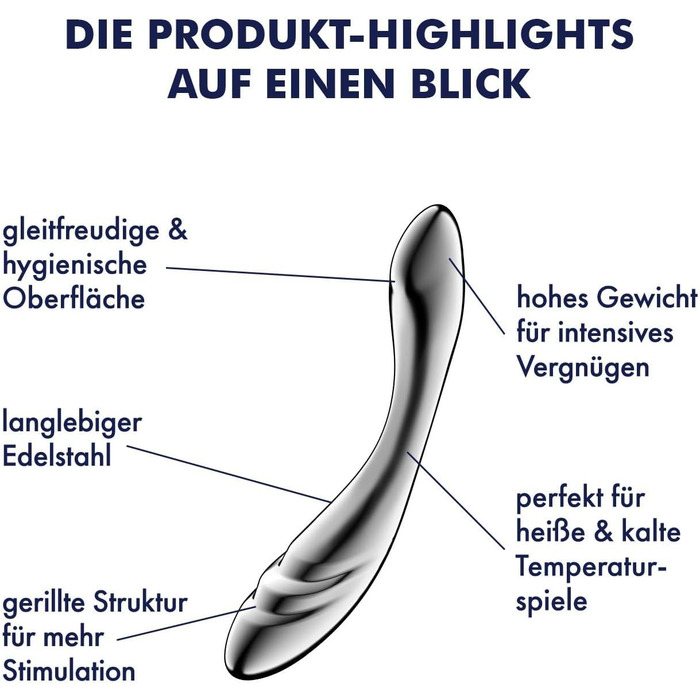 Satisfyer Pure Gravity 3 - сталевий дildo з великими рифленнями для жіночих задоволень | Інтимна іграшка для дорослих