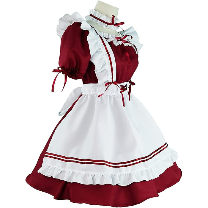 Костюм французької служниці Аніме: Комплект для косплею, костюм на честь Геловіну (Бургунді, M)