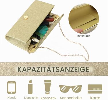 Жіночий вечірній клатч EVEOUT з блискітками, елегантна сумка-конверт для весілля, вечірок та випускного (Золотий)