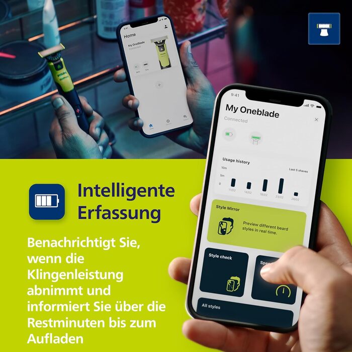 Електричний тример та бритва Philips OneBlade 360 Face & Body з Bluetooth та набором насадок для обличчя та тіла, QP4631/30