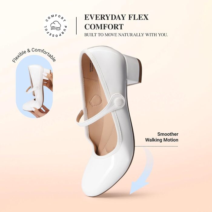 Жіночі туфлі Mary Jane від DREAM PAIRS, білі, розмір 43 EU