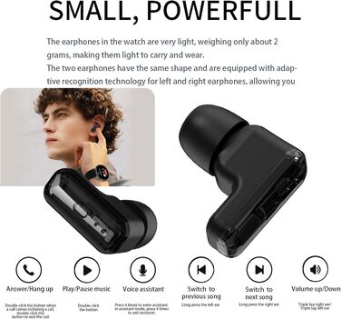 Смарт-годинник з Bluetooth-навушниками 2-в-1, фітнес-трекер з екраном 1.39