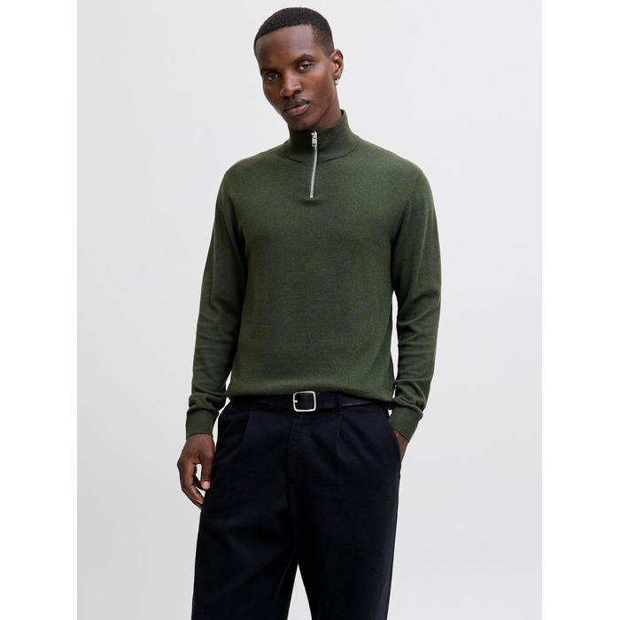 Чоловічий в'язаний кардиган Jack & Jones з чверть-замком, однотонний, розмір XL