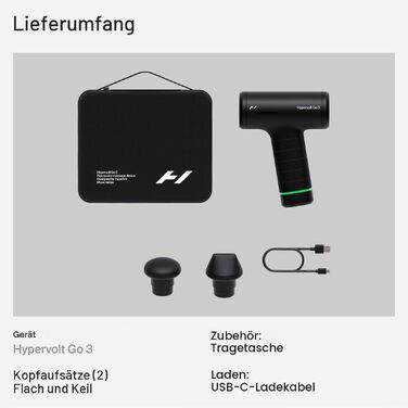 Компактний перкусійний масажер Hyperice Hypervolt Go 3 з технологією QuietGlide, 3 швидкості, ручний портативний пристрій для розслаблення м'язів та зняття болю