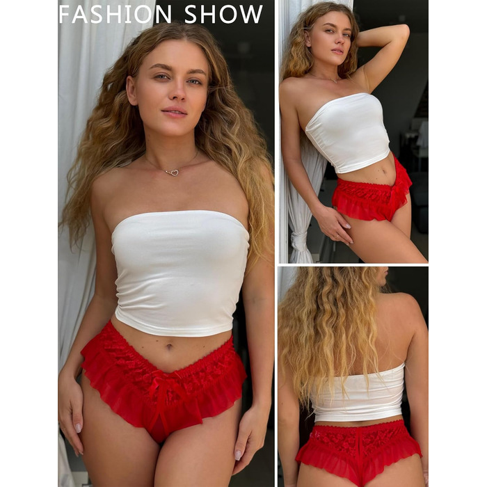 Сексуальні труси Avidlove для жінок, бікіні-спідниця, мереживо, труси з милим бантиком, 1–4 шт., кармінний колір, розмір XXL