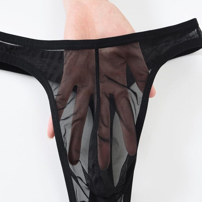 Чоловічі труси-сліпи BIATWOWR, труси-танга, прозорі, сексуальні, чорні, розмір L