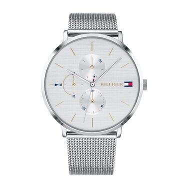 Жіночий багатофункціональний кварцовий годинник Tommy Hilfiger з 3 додатковими циферблатами, водонепроникність 3ATM, сріблястий колір, ремінець зі сталі або шкіри